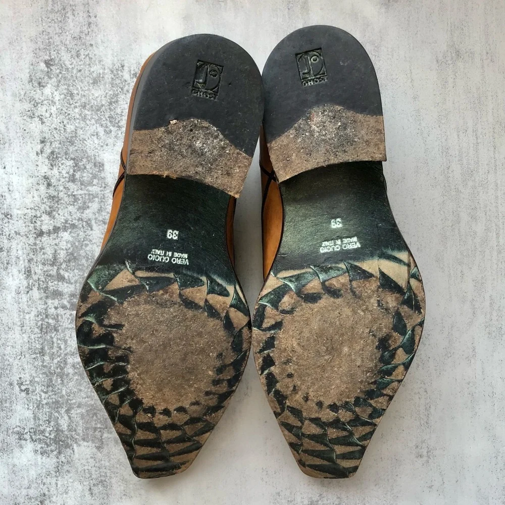 Jo Ghost Leather Square Toe Italian Loafers - Picture 7 of 9